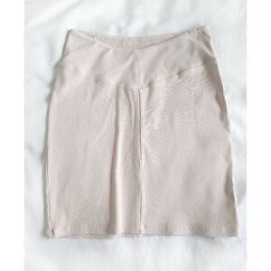 Naked Wardrobe Womens Stretch Wide Waistband‎ Pull-On Ribbed Skirt Oatmeal Large